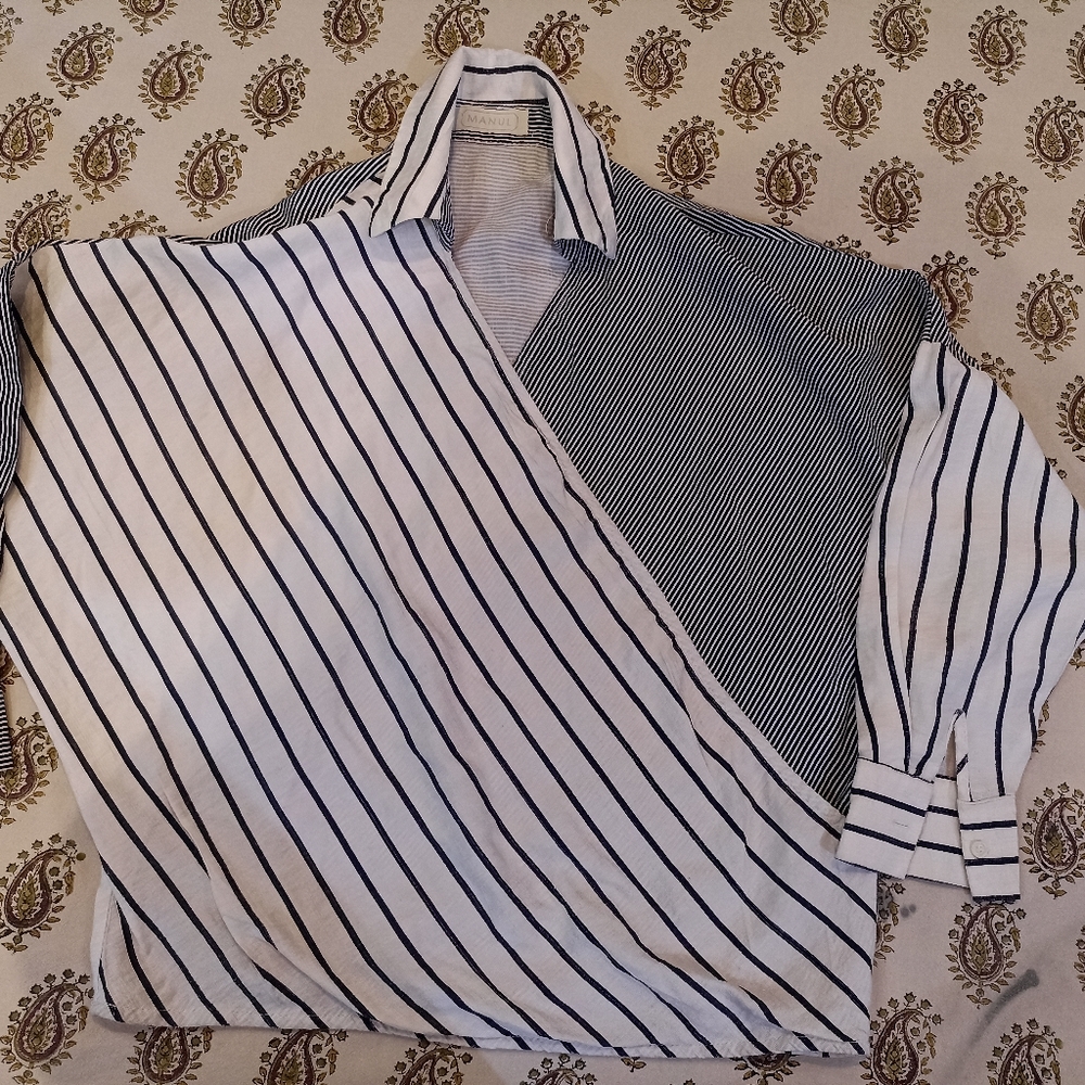 Stylish striped linen crop top( size L) - Picture 2 of 11